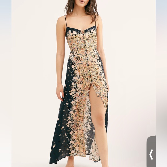Free People Intimately Morning Song Printed Maxi Slip Dress Women Large Tank Top - Picture 12 of 12